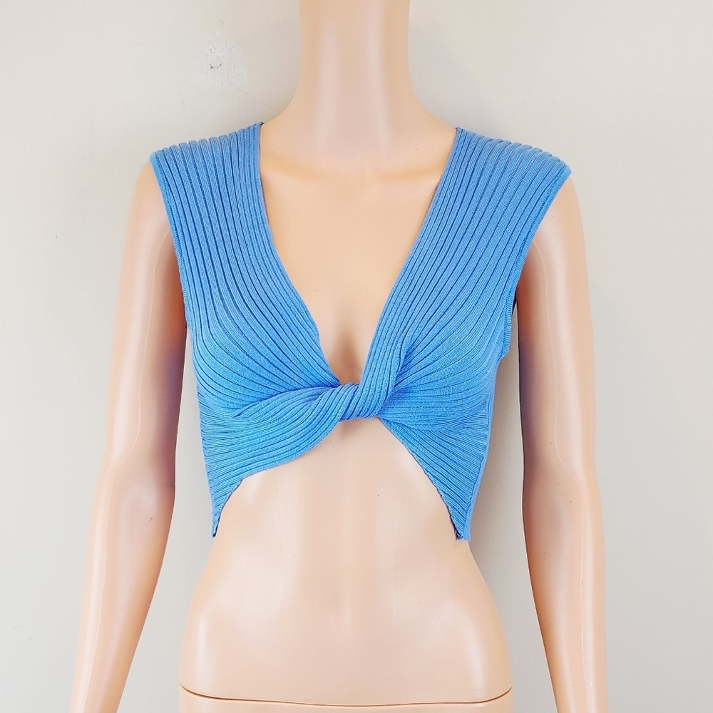 Love Tree Twisted Front Sleeveless Crop Top